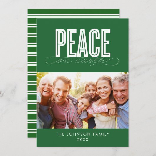 PEACE ON EARTH FAMILY写真クリスマス シーズンカード (正面/裏面)