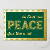 Peace On Earth Green、フレームドット、金ゴールド 箔シーズンカード (正面)