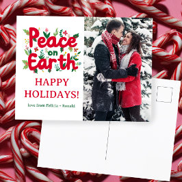 PEACE ON EARTH Holidayクリスマスクリスマスカスタム写真 ポストカード