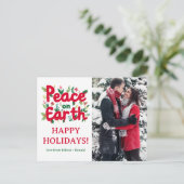 PEACE ON EARTH Holidayクリスマスクリスマスカスタム写真 ポストカード (スタンド正面)