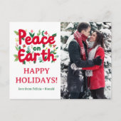 PEACE ON EARTH Holidayクリスマスクリスマスカスタム写真 ポストカード (正面)