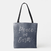 Peace on Earth Indigo BlueとSilver Water color トートバッグ (裏面)