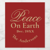 Peace On Earth Minimalist Faux Gold Script ワインラベル (シングルラベル)