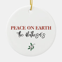 Peace on Earth NAMEドーブホリークリスマスレッドグリーン セラミックオーナメント