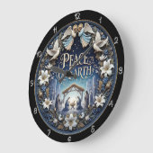 Peace on Earth Nativity Angel ラージ壁時計 (傾斜)