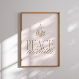 Peace on Earth Neutral Candle Christmas Poster ポスター