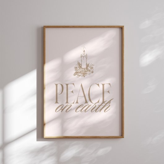Peace on Earth Neutral Candle Christmas Poster ポスター