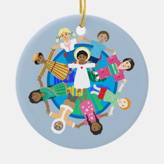Peace on Earth one family祈りの言葉 セラミックオーナメント (正面)