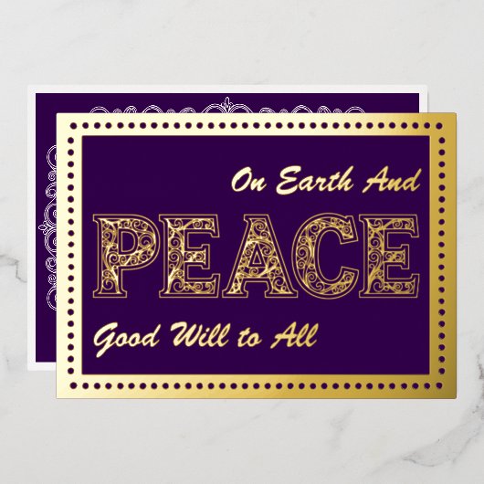 Peace On Earth Purple、フレームドット、金ゴールド 箔シーズンカード (正面/裏面)