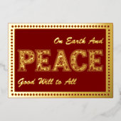 Peace On Earth Red、フレームドット、金ゴールド 箔シーズンカード (正面)