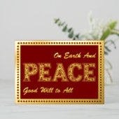 Peace On Earth Red、フレームドット、金ゴールド 箔シーズンカード (立ち正面)