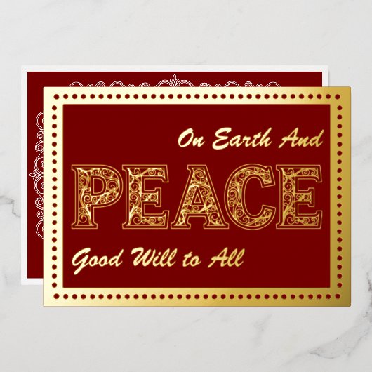 Peace On Earth Red、フレームドット、金ゴールド 箔シーズンカード (正面/裏面)