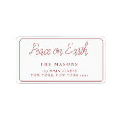 PEACE ON EARTH RED CHRISTMAS RETURN ADDRESS LABEL ラベル (正面)