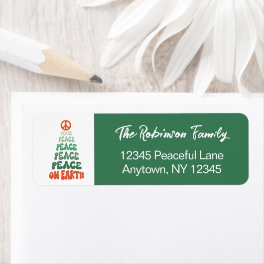 Peace on Earth Retro Font Custom Holiday ラベル (インサイチュ)