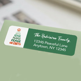 Peace on Earth Retro Font Custom Holiday ラベル