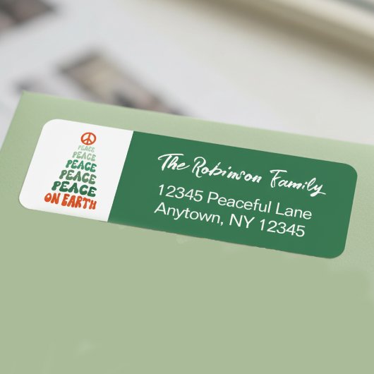 Peace on Earth Retro Font Custom Holiday ラベル