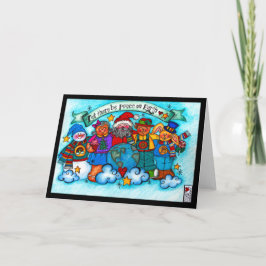 Peace on Earth Santa & Friendsカード カード