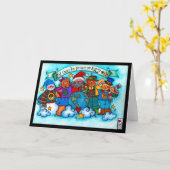 Peace on Earth Santa & Friendsカード カード (黄色い花)