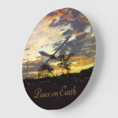 Peace on Earth Wall Clock by RoseWrites ラージ壁時計 (傾斜)