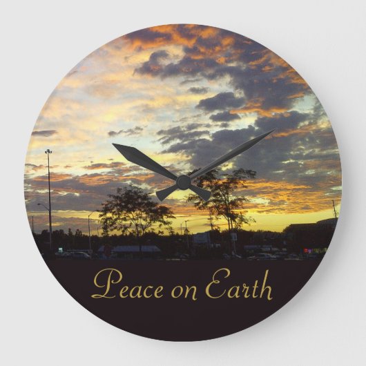 Peace on Earth Wall Clock by RoseWrites ラージ壁時計 (正面)