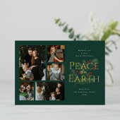 Peace on Earth Waterカラーグリーンリー金ゴールド 箔シーズンカード (立ち正面)