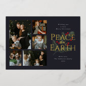 Peace on Earth Waterカラーグリーンリー金ゴールド 箔シーズンカード (正面)