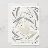 Peace on Earth White Dove Creamクリスマスカード 招待状 (正面)