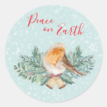 Peace on Earth Winter Robin Christian Christmas