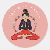 Peace on Earth Yogi Sticker ラウンドシール (正面)