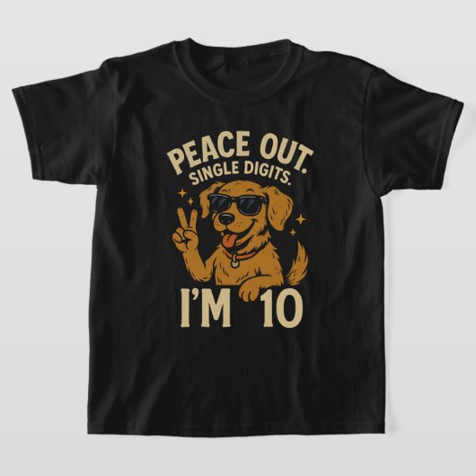 PEACE OUT – 犬の恋人のための10誕生日ギフト Tシャツ (レイダウン)