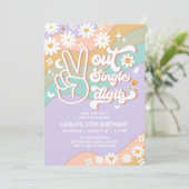 Peace Out 独身の Digits Groovy 10誕生日 招待状 (スタンド正面)