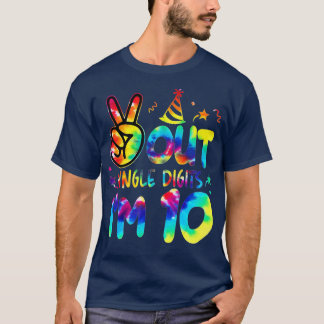 Peace Out 独身の Digits Im 10絞り染め誕生日Kid Tシャツ
