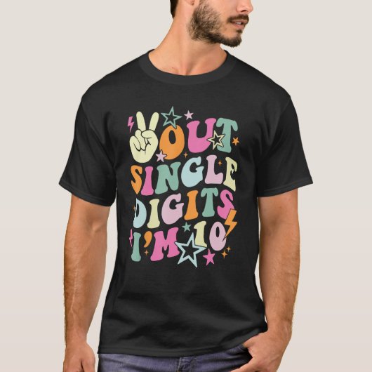 Peace Out 独身の Digits Im 10誕生日キッズ10年 Tシャツ (正面)