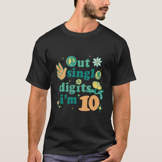 Peace Out 独身の Digits I'M 10 Girls Kids 10Th Bir Tシャツ (正面)