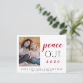 Peace Out 2020家族の写真クリスマス新年 シーズンポストカード (スタンド正面)