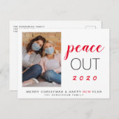 Peace Out 2020家族の写真クリスマス新年 シーズンポストカード (正面/裏面)