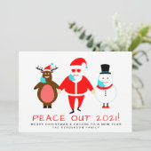 Peace Out 2021 Santa顔マスクオフ・クリスマス シーズンカード (スタンド正面)