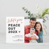Peace Out 2022ミニマリストHappy New Year写真 シーズンカード (スタンド正面)