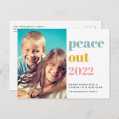 Peace Out 2022写真カラフル新年 シーズンポストカード (正面/裏面)