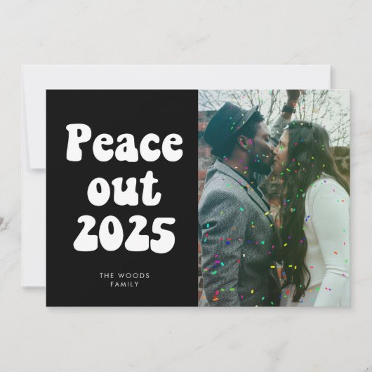 Peace out 2023レトロヴィンテージ新年の写真Holida シーズンカード (正面)