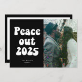 Peace out 2023レトロヴィンテージ新年の写真Holida シーズンカード (正面/裏面)