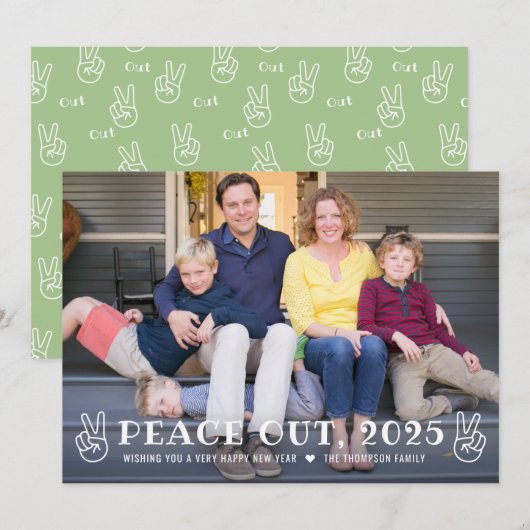 Peace Out 2023 Green Happy New Year おもしろい Photo シーズンカード (正面/裏面)