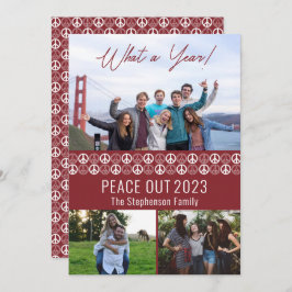 Peace Out 2023 What A Year 3フォトコラージュ – ベリー シーズンカード