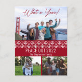 Peace Out 2023 What A Year 3フォトコラージュ – 赤 シーズンポストカード (正面)
