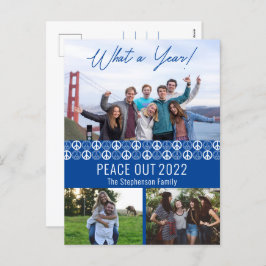 Peace Out 2023 What A Year 3フォトコラージュ – 青 シーズンポストカード