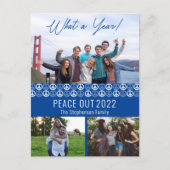 Peace Out 2023 What A Year 3フォトコラージュ – 青 シーズンポストカード (正面)