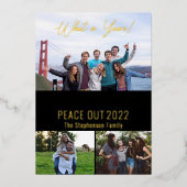 Peace Out 2023 What A Year 3フォトコラージュ – 黒 箔シーズンカード (正面)