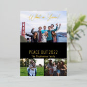 Peace Out 2023 What A Year 3フォトコラージュ – 黒 箔シーズンカード (立ち正面)