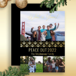 Peace Out 2023 What A Year 3フォトコラージュ – 黒 箔シーズンカード