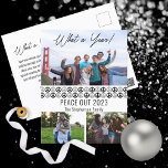 Peace Out 2023 What A Year 3 Photo Collage - BW シーズンポストカード<br><div class="desc">「Peace Out 2023」 「What a Year!」のピースのシンボルと輪郭のパターンが描かれた3つのフォトコラージュ無地のが、メッセージをバックにユニーク前面に繰り返し表示される。複合デザイン別休日ハートデザイン（権利留保）。テンプレートのプレースホルダ写真はUnsplashで提供。</div>
